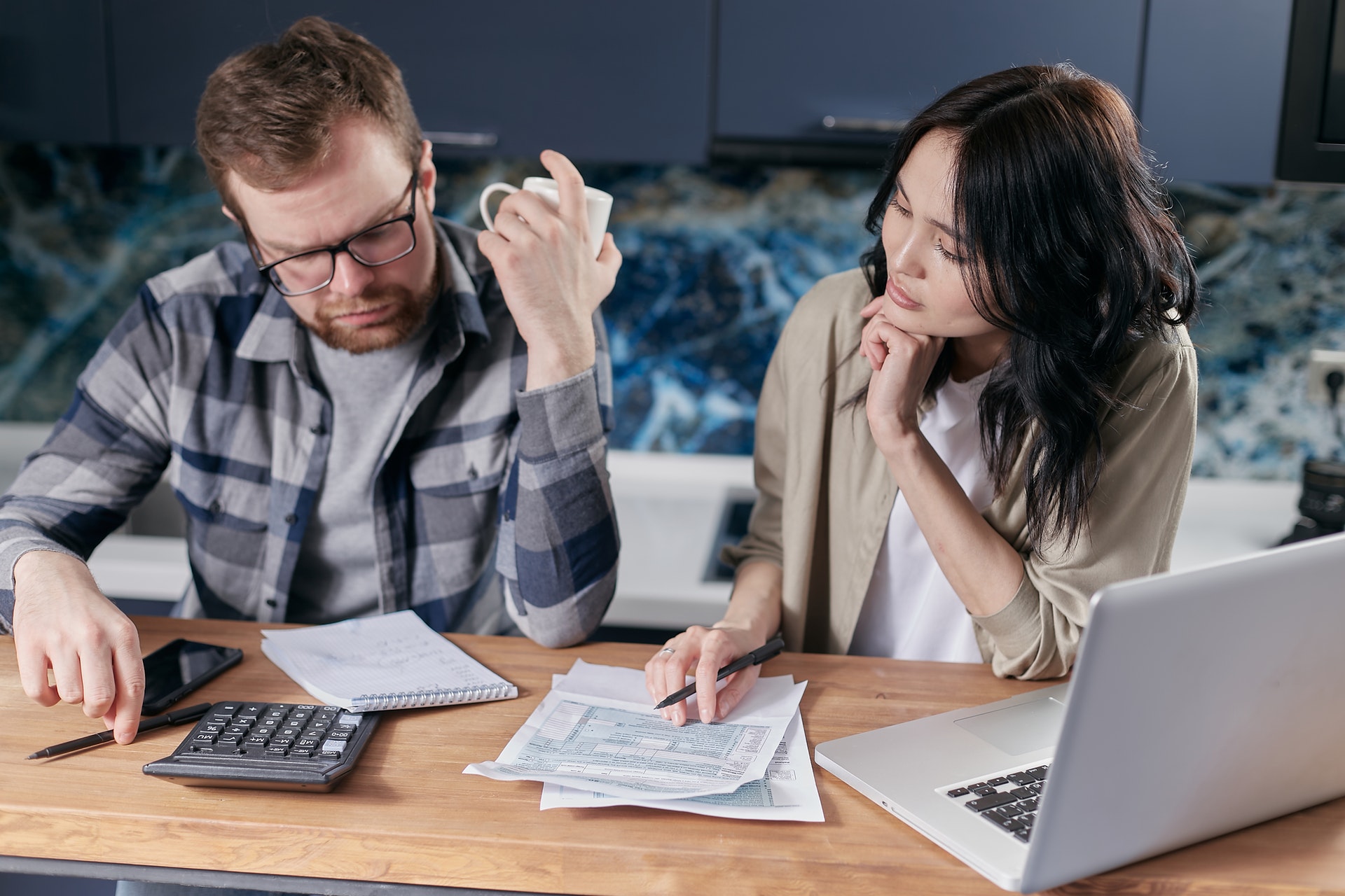 Couple reviewing finances